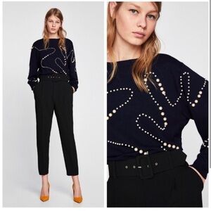 Zara Knit Black pearl sweater M